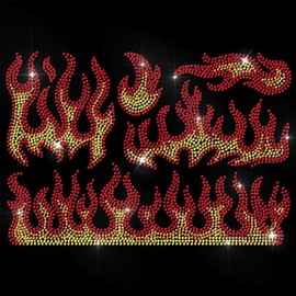 ANATTASOUL Iron On Rhinestone Transfer Sticker Crystal Iron-On Sticker Flame Hotfix Bling Rhinestone Patch For Clothing Hat Carry Bag DIY Crafts Gifts Festival