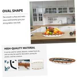 KICHOUSE Japanese Style Rattan Fruit Dessert Plate Creative Ceramic Tableware for Serving Fruits and Desserts Decorative Bowl for Dinner and Stylish Table Decor