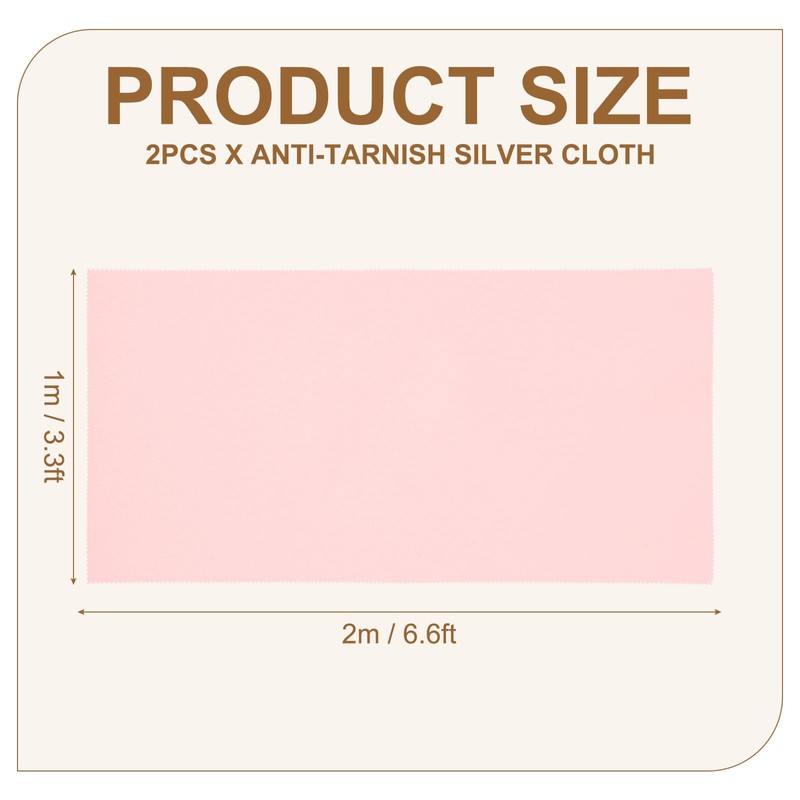 sourcing map 2Pcs Anti-Tarnish Silver Cloth, 6.6 x 3.3 ft
