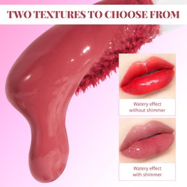 DAGEDA 10 Colors Lip Gloss Set, Watery Lip Makeup with Shimmer, Long Lasting,Highly Pigmented Lip Gloss,Mini Liquid Lipstick Set for Girl Women