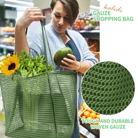 KALIDI Reusable Grocery bag, 2 Packs Large Tote Bag 15"X14" Durable Mesh Foldable Daily Utility Shopping Laundry BAG