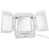JERDON Modern Tri-Fold Makeup Mirror with Lights - Vanity Mirror