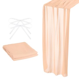 sourcing map 10 ft Chiffon Table Runner 28 x 120 cm Rustic Gauze Tablecloth Transparent Wedding Table Runner for Wedding Bridal Shower Table Decoration Light Peach