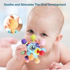 Baby Sensory Teething Toys - Montessori Teether Toys for Babies 0-6 6-12 Months, Infant Developmental Learning Toys for 0 3 6 9 12 18 Months Newborn Baby Boy Girl Gifts