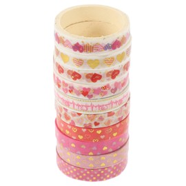 NUOBESTY 10rolls Valentine's Day Washi Tape Love Heart Patterns Decorative Paper Tapes for Scrapbooking Projects Wrapping and for Journals and Handbooks