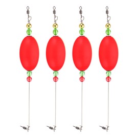 PATIKIL Fishing Floats Rigs 10 Inch, 4 Pack Oval Fishing Bobbers Popping Corks Float Weighted Bobbers Fishing Tackle with Copper Beads for Saltwater Freshwater Fishing Tackle, Red