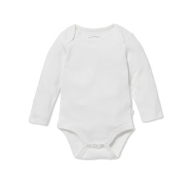 MORI Baby Long Sleeve Bodysuit in White for Boys & Girls - Bodysuit with Envelope Neck and Nickel Free Popper - 0-3 Months