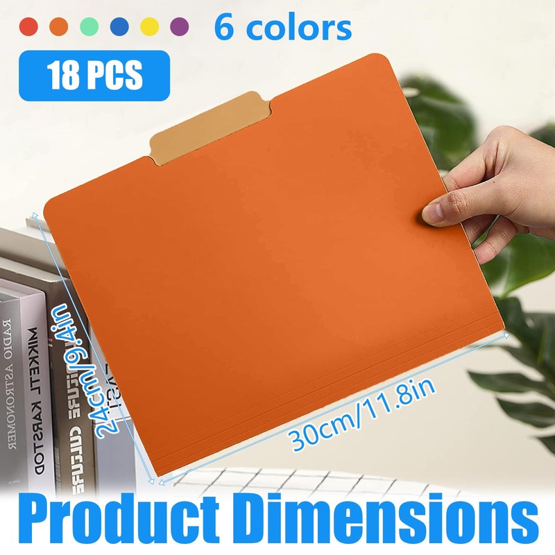 Manila File Folders, 18 Pcs Reinforced File Folders, Plastic File