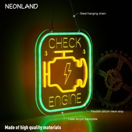 Check Engine Neon Sign for Wall Decor Garage Light LED Light USB Powered for Man Cave Auto Repair Shop Workshop Party Birthday Gift