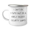 Security Guard Christmas Camping Mug I Can't Fix Stupid But