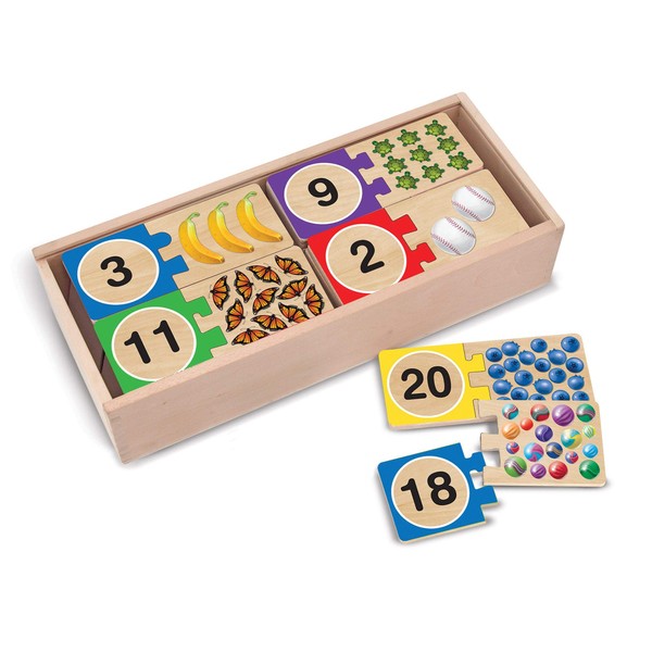 Melissa & Doug Self-Correcting Wooden Number Puzzles With Storage Box (40 pieces)