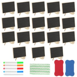 18 Pcs Mini Chalkboard Signs, Mini Blackboards with Stand, Small Chalk Boards, Mini Small Blackboard Signs, Erasable Party Food Labels for Buffet Table Numbers Place Cards Message Boards(3.9x2.9)