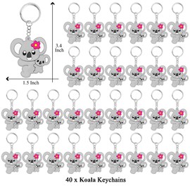 KeeStar 40 Pack Koala Keyring Party Favor Packs for Baby Shower Goodie Bag Fillers, Animal Themed Party, Birthday, Animals Lover, School Carnival Rewards, Classroom Prize