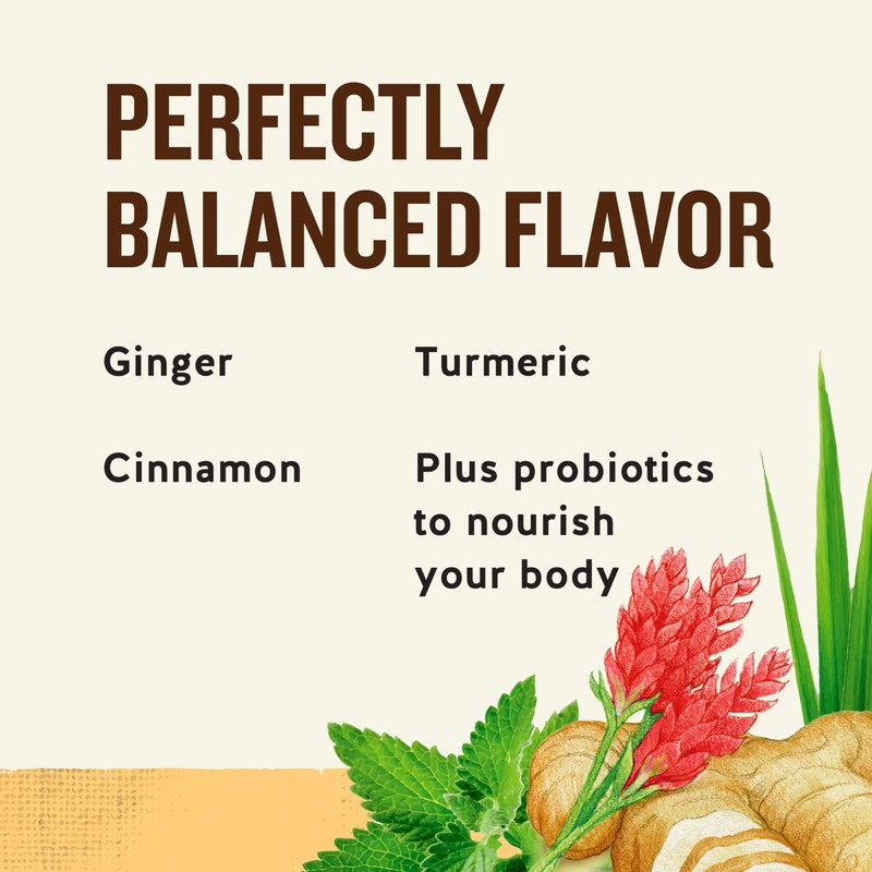 Celestial Seasonings Ginger + Probiotics Herbal Tea, Caffeine Free, 16