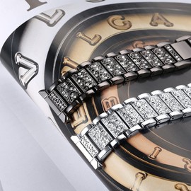 Lamshaw Quick Release Women's Diamond Metal Dressy Strap - Adjustable Replacement Strap Accessories for TOOBUR IDW13 1.8" Smart Watch & Woneligo W3 1.8" Watch (Silver)