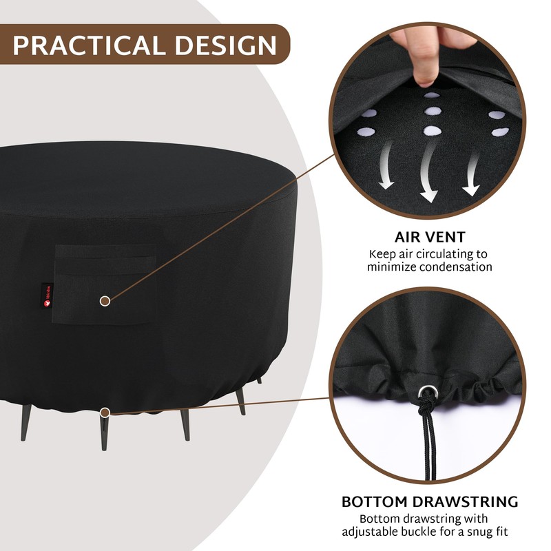 iBirdie Fire Pit Cover Round 44 inch Outdoor Waterproof and