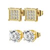 HinDaLi 6 Pairs Stainless Steel Earrings Set Square Diamond Earrings