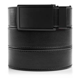 SlideBelts Men's Classic Belt - Custom Fit (Black Leather with Matte Black Buckle (Vegan), One Size)