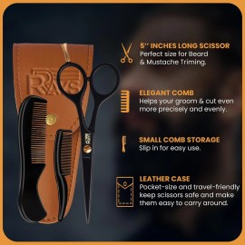 Rrays 5'' Beard Scissors for Men- German Mustache Scissors with Beard & Mustache Co...