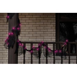 Impact Innovations 82589 Lighted Garland, Black Gauze with 35 Purple Mini Lights