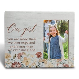 FHUGX Our Girl Picture Frame, Baby Picture Frames Newborn, New Born Baby Boys Gift, Gifts for Pregnant Women, Daughter Gifts, You are More Than We Ever Expected 4x6 Photo Frame