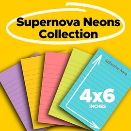Post-it Super Sticky Notes Notas adhesivas, 12.7 x 20.3 cm, Miami Collection, 5 Pads