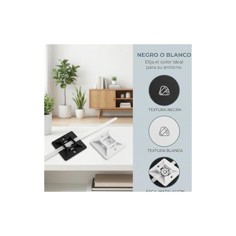 100 Piezas Organizador de Cables, Clips de Cable Adhesivos para