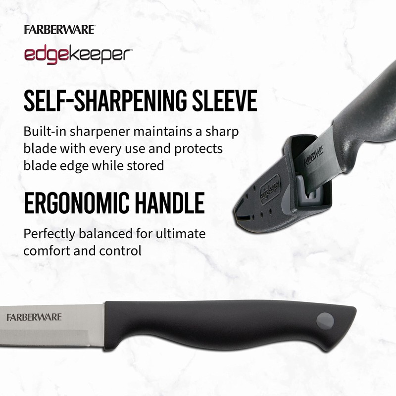 Farberware Edgekeeper 3.5-Inch Paring Knife with Self-Sharpening Blade Cover, High