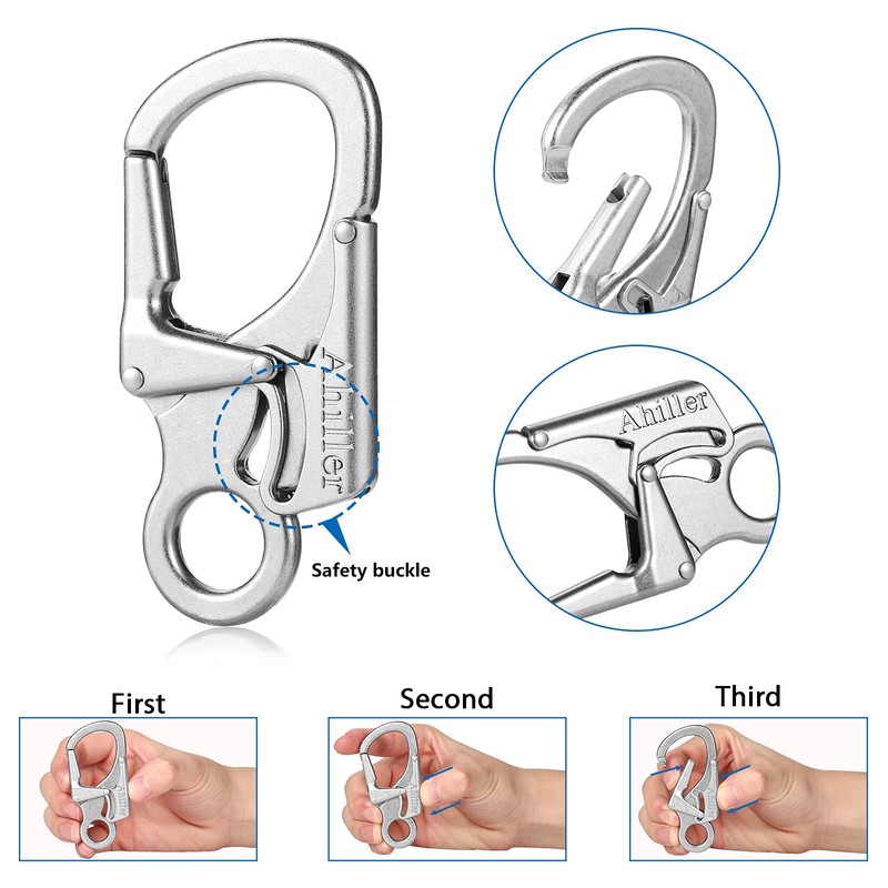 Ahiller Carabiner Keychain Clips, Durable Spring-Loaded Gate, Alloy D Ring