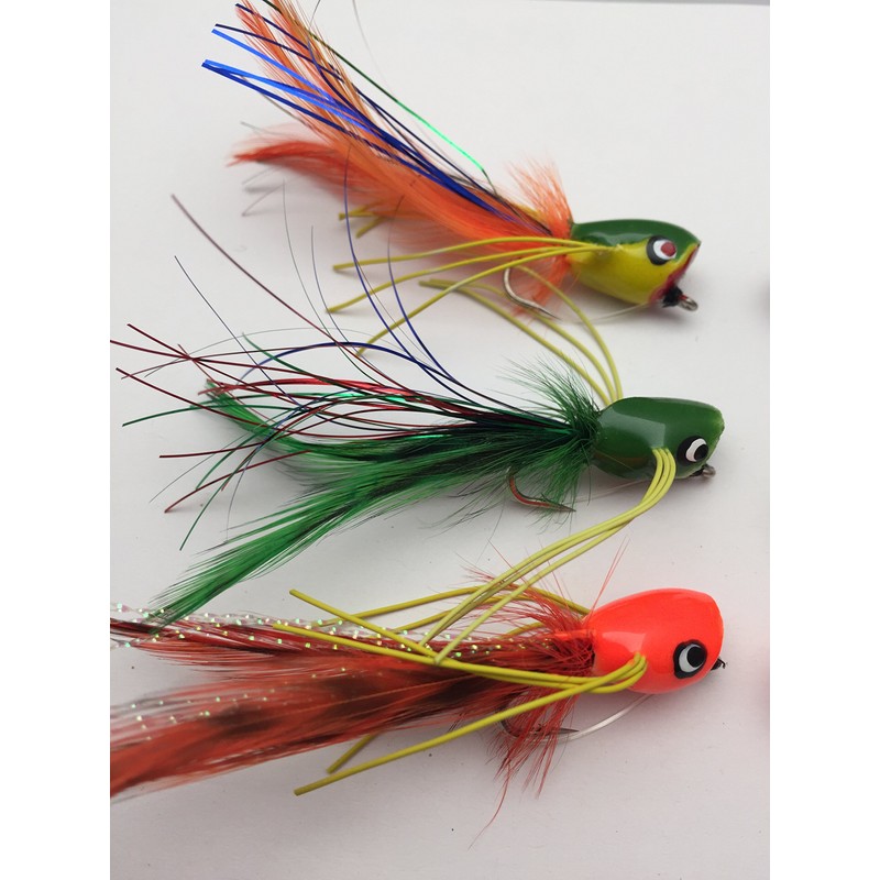 Fly Fishing "JAZZY POPPERS" Selection, set of 6 Flies size