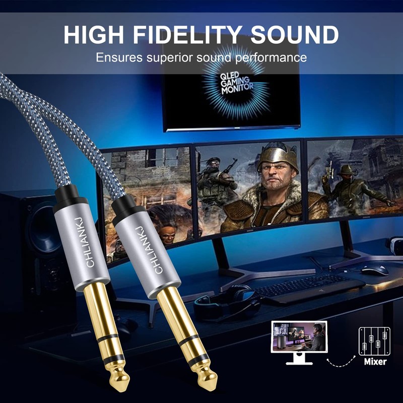 CHLIANKJ 6.35mm Guitar Cable, 6.35mm Stereo Standard Plug Cable Male
