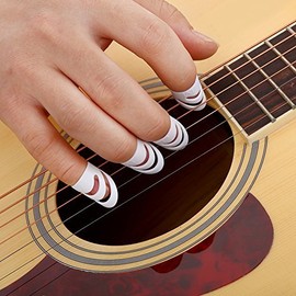 Wbestexercises Thumb Picks Guitar Finger Picks Plastic Finger Picks Finger Protectors 4pcs/set Finger Nail Protection for DIY Folk Guitar Bass Ukulele Plastic