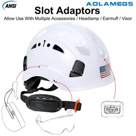 Aolamegs Construction Hard Hats for Men OSHA Approved - ANSI Z89.1 Adjustable Vented Safety Helmet for Adults Lightweight Head Protection 6 Pt Suspension White Hard Hat with Chin Straps and Belt Clip