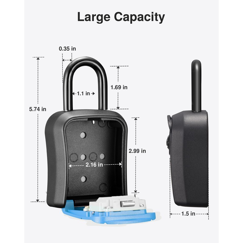 Puroma Key Lock Box, Portable Combination Lockbox Wall-Mounted Key Storage