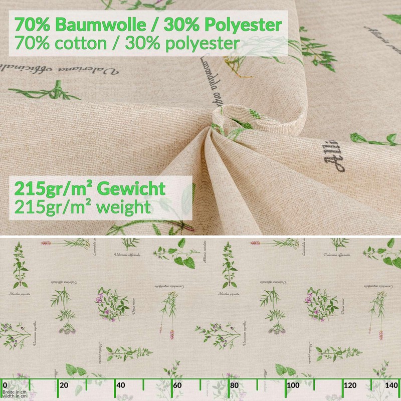 Tablecloth Made of Fabric, Textile, Washable, Table Linen, Cotton Polyester,