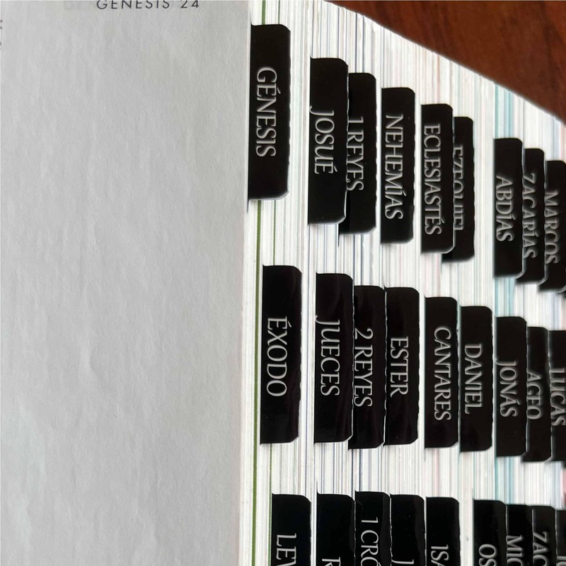 Spanish Laminated Bible Tabs, pestañas para biblia en español, Reposition