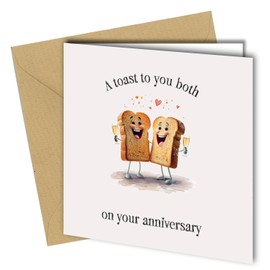 Oscar Finks Anniversary Card, Toast Design with Champagne, 'A toast to you both' 350gsm Cardstock, Blank Inside #1785
