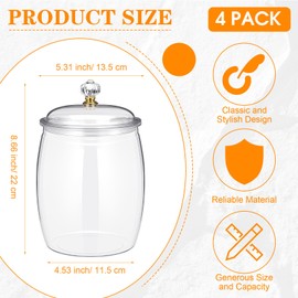 Nuogo Candy and Cookie Jar Plastic Jars with Lids Decorative Apothecary Jars Candy Buffet Containers Clear Airtight Food Storage Canister Home Decoration