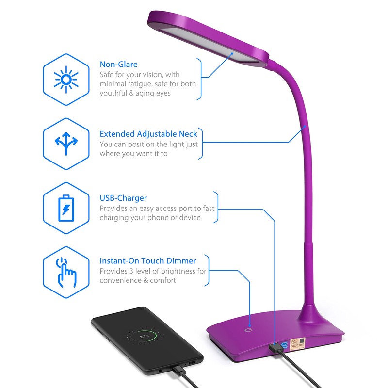 TW Lighting IVY-40BK The IVY LED Desk Lamp with USB