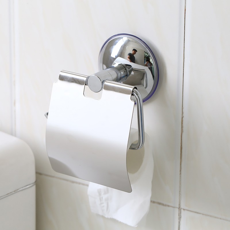 1Pc Stainless Steel Bathroom Toilet Wall Mounted Suction Paper Roll