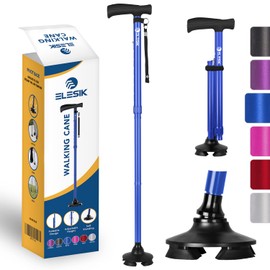 Walking Cane - Folding Canes for Women for Stability, Adjustable Canes for Seniors Women Balance, Canes for Men Heavy Duty with T Handle & Pivot Base Design, Walking Stick with Nylon Strap