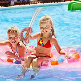 cobee Inflatable Pirate Swords, Pack of 4 Inflatable Toys for Pirate Theme Party, Birthday, Swimming Pool, Cosplay, Party, Costume Accessories, Stage Props, Water Toy