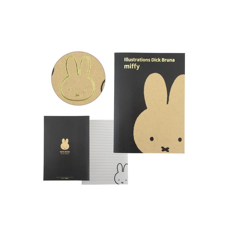 Square Miffy Threadbound Notebook, A5, Black, Dick Bruna, Miffy, Ruled,