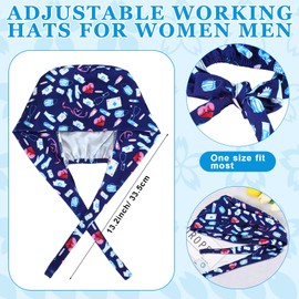 Unittype 4 Pcs Working Caps with Button and Sweatband Adjustable Working Hats Elastic Scrub Hats Nurse Scrub Cap Nurse Hats (Classic Style) Multicolored