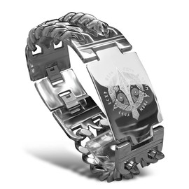 bahamut Mens Viking Odin Gungnir Mjolnir Stainless Steel Cool Cuban Chain Link Bracelet for Men,Norse Cuff Wristband Jewelry (Silver Gungnir Spear)