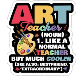 Art Teacher Funny Back to School Teachers Women Men- 4x3 Vinyl Stickers, Laptop Decal, Water Bottle Sticker (Set of 3)