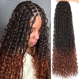 ZRQ 9 Packs Senegalese Twist Crochet Hair 24 Inch Dark Brown Boho Island Twist Crochet Hair Pre Looped Synthetic Braiding Hair with Curly Ends for Women