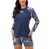 Halcurt Women's Built in Bra Rash Guard Long Sleeve Swimwear