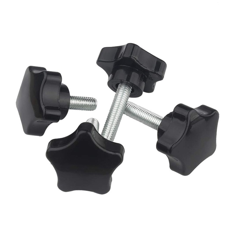 BOZONLI Star Grip Screws, Threaded Clamping Knob, Black Plastic Hand