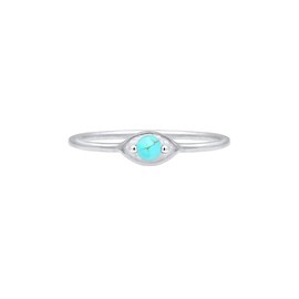 Elli Women's Genuine Jewellery Ring Evil Eye Talisman Symbol with Howlite Gemstone in 925 Sterling Silver, Sterling Silver, Iolite